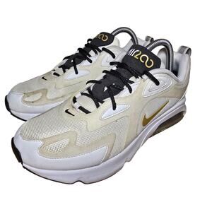 Nike Air Max 200 Womens Size 10 White Metallic Gold Running Shoes Excellent